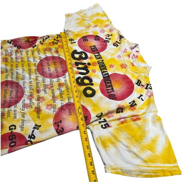 Vintage 80s AOP The Ten Commandments of BINGO Tie Dye‎ Bright Comedy T-Shirt - L - Picture 6 of 7